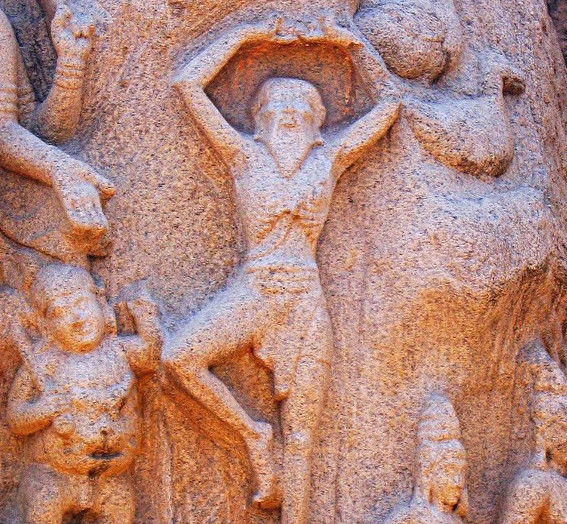 Bas-relief d'un ancien Yogi, VIIème siècle, Mahabalipuram, Tamil-Nadu, Inde
